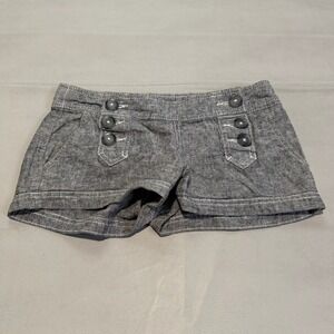 Express Women 00 Gray Linen Cotton Sailor Booty Short Micro Mini Y2K-6562